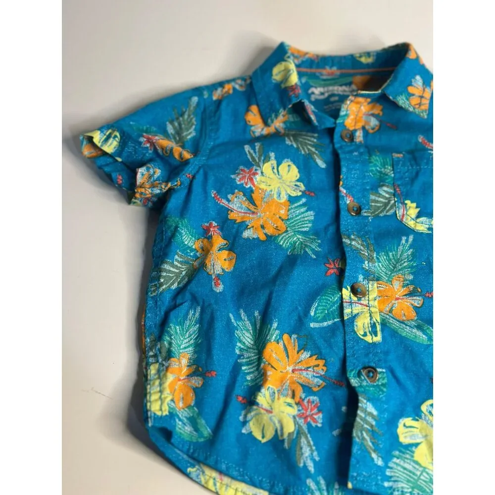 Original Arizona Jean Co. Toddler Hawaiian Shirt‎ 18M Floral Print Button-Up Boy